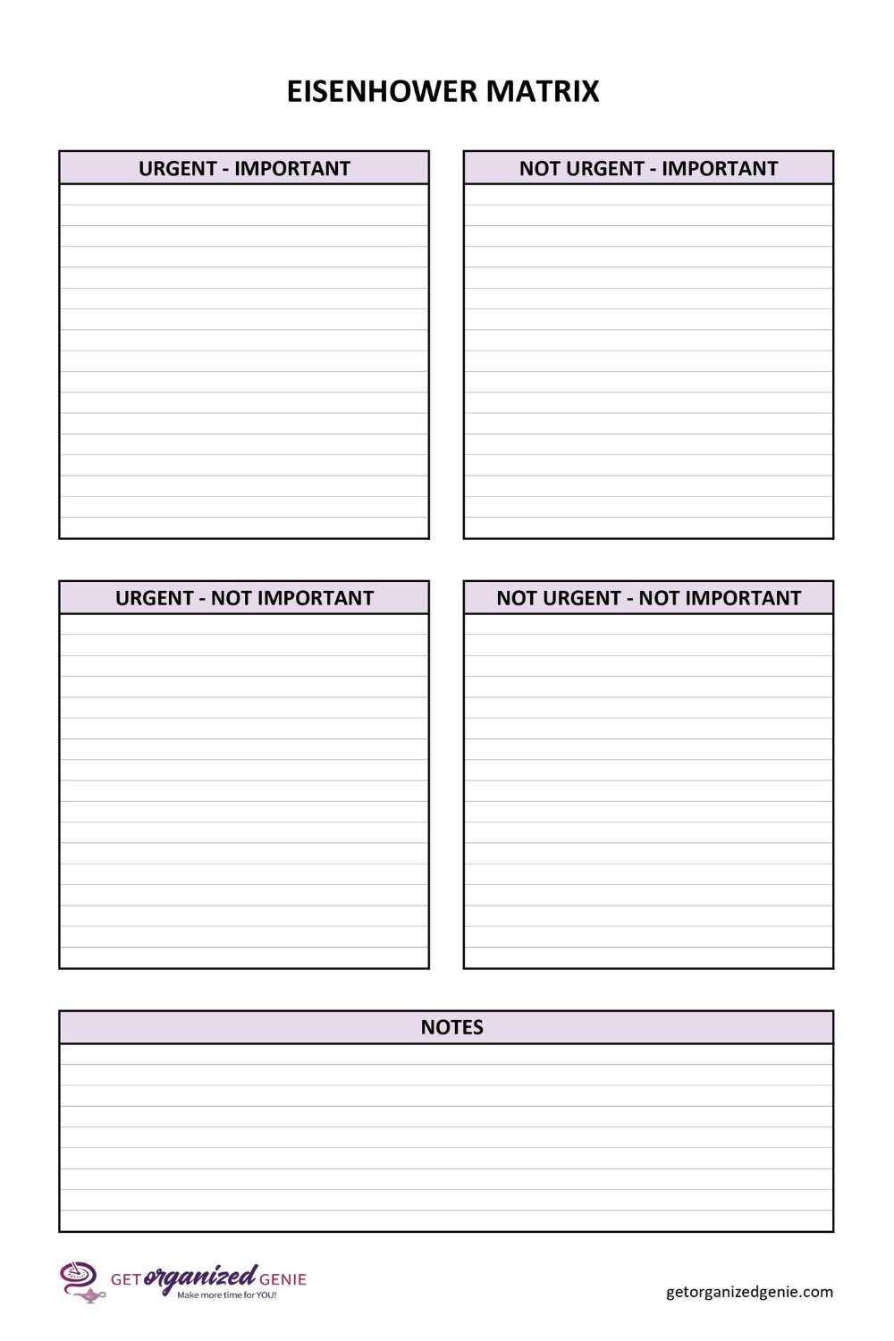 Printable Eisenhower Matrix