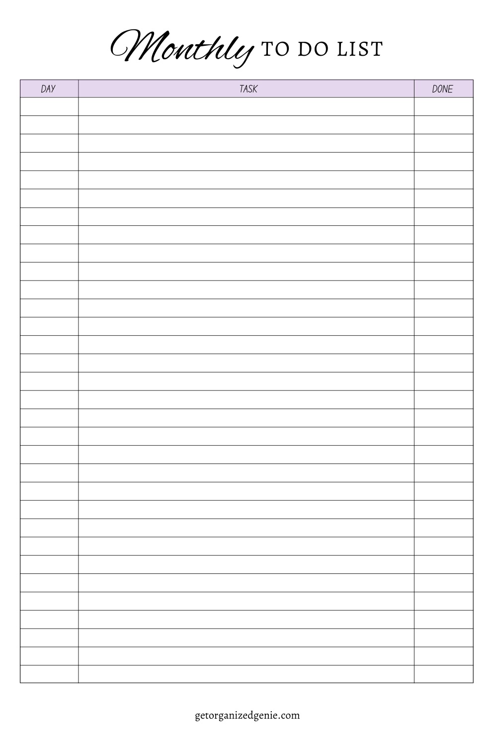 Printable To Do List Template